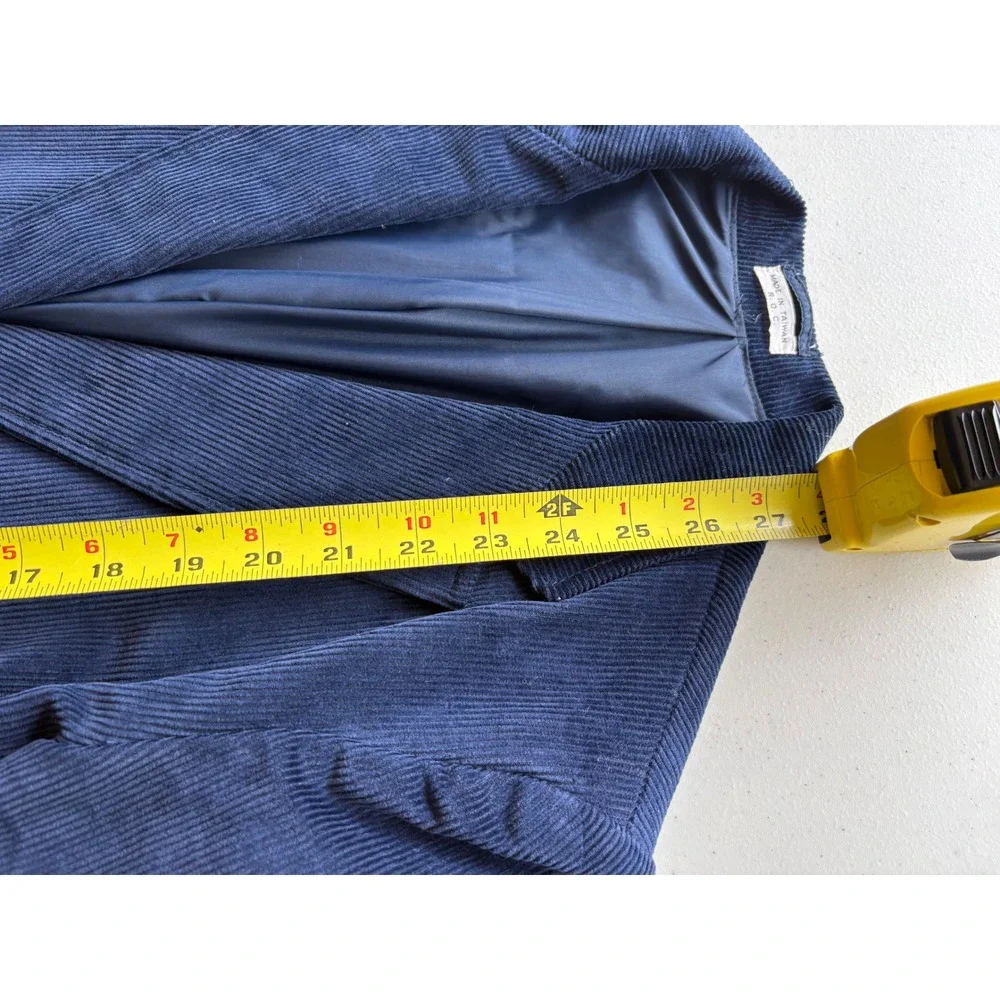 Vintage Navy Blue Corduroy Blazer Women's Small Tailored Jacket Preppy Academia